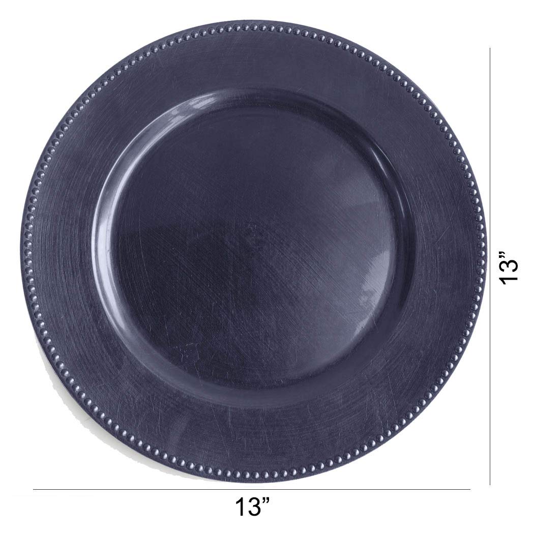 Tiger Chef Round Chargers for Dinner Plates - Charger Plates Navy Blue Beaded - 13-inch Wedding Charger Plates (48 Pack)