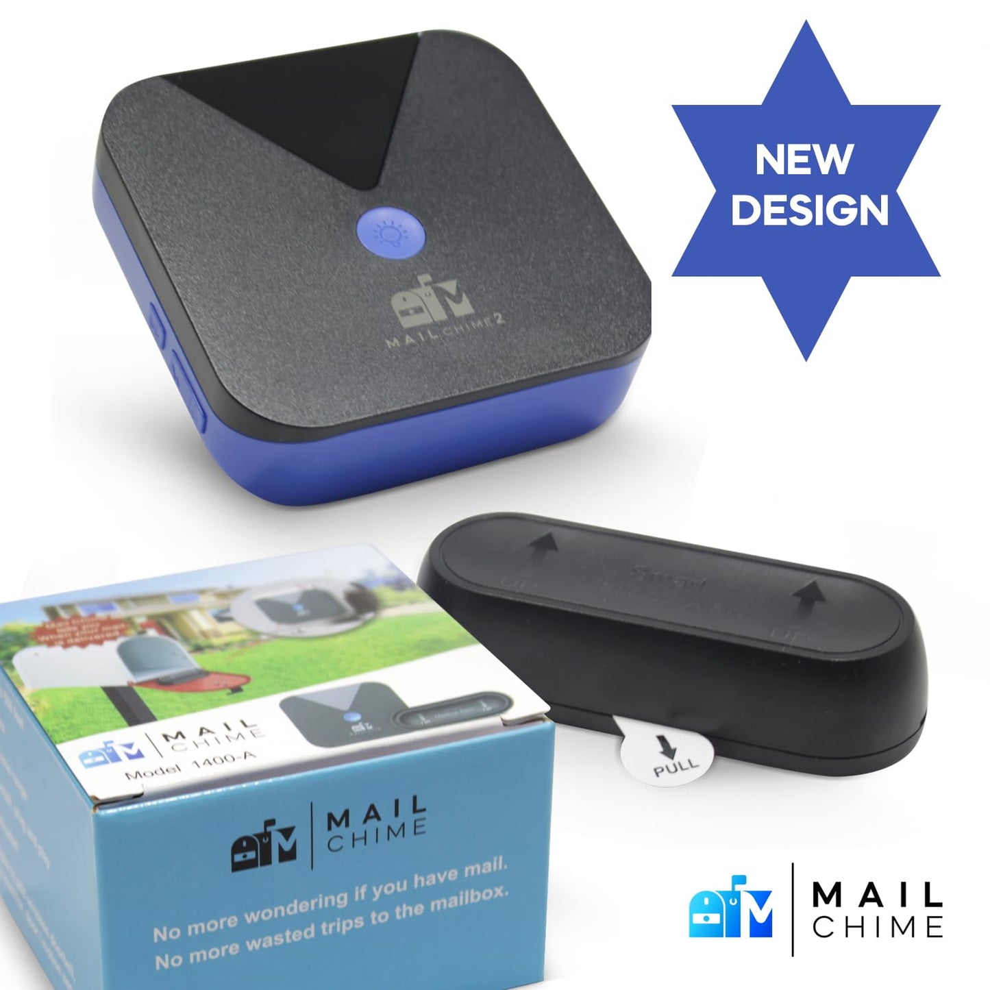 Mail Chime: Mail Alarm - Long Range (500 ft) Wireless Mailbox Alert - LED Light and Sound Alerts 20 Year Proven Brand