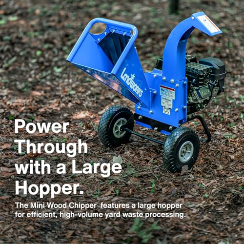 Landworks Mini Wood Chipper Shredder Mulcher Heavy Duty 7HP Compact Design 3" Inch Max Capacity