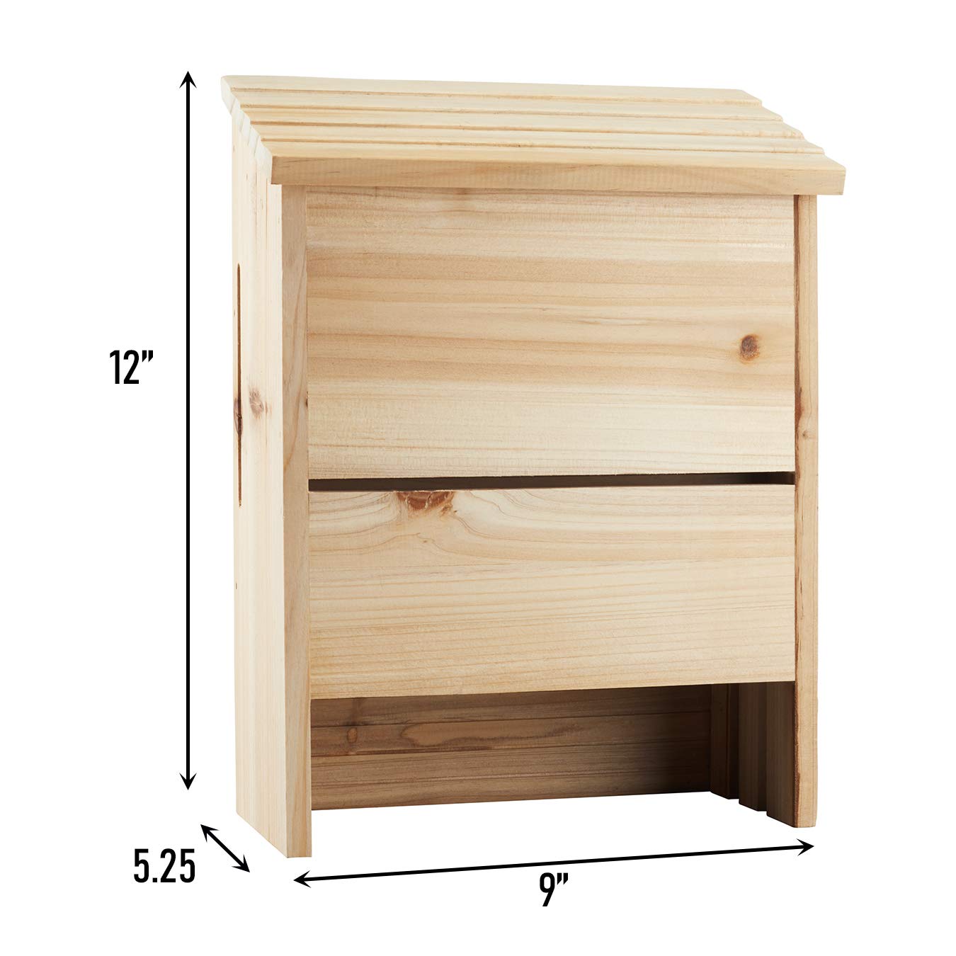 North States Bat House model 1641 Easy for Bats to Climb and Roost. Large,Triple Chambers Holds Up to 75 Bats, Natural Wood (5.25” x 9” x 12” high)