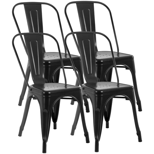 FDW Metal Dining Chairs Set Of 4 Indoor Outdoor Chairs Patio Chairs Kitchen Metal Chairs 18 Inch Seat Height Restaurant Chair Metal Stackable Chair Tolix Side Bar Chairs 330LBS Weight Capacity