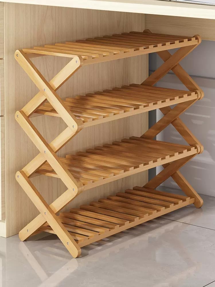 Generic Bamboo Haven: Modern Folding Shoe Rack for Stylish and Sustainable Home Organization, MP3RT8