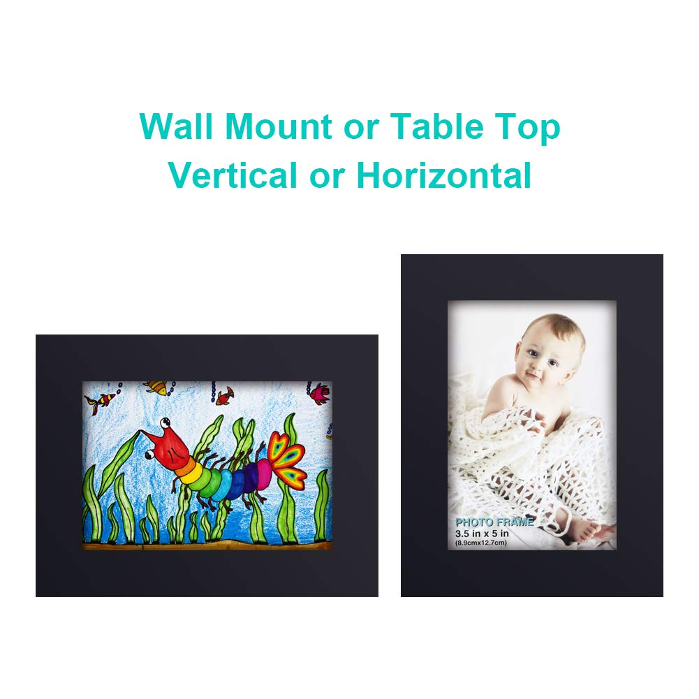 RPJC 3.5x5 inch Picture Frame Made of Solid Wood High Definition Glass for Table Top Display and Wall Mounting Photo Frame Black