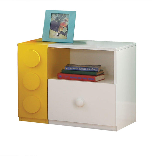 Major-Q 20" H Lego Block Inspired Theme Multi-Color Fun 1-Drawer Youth Bedroom Nightstand,