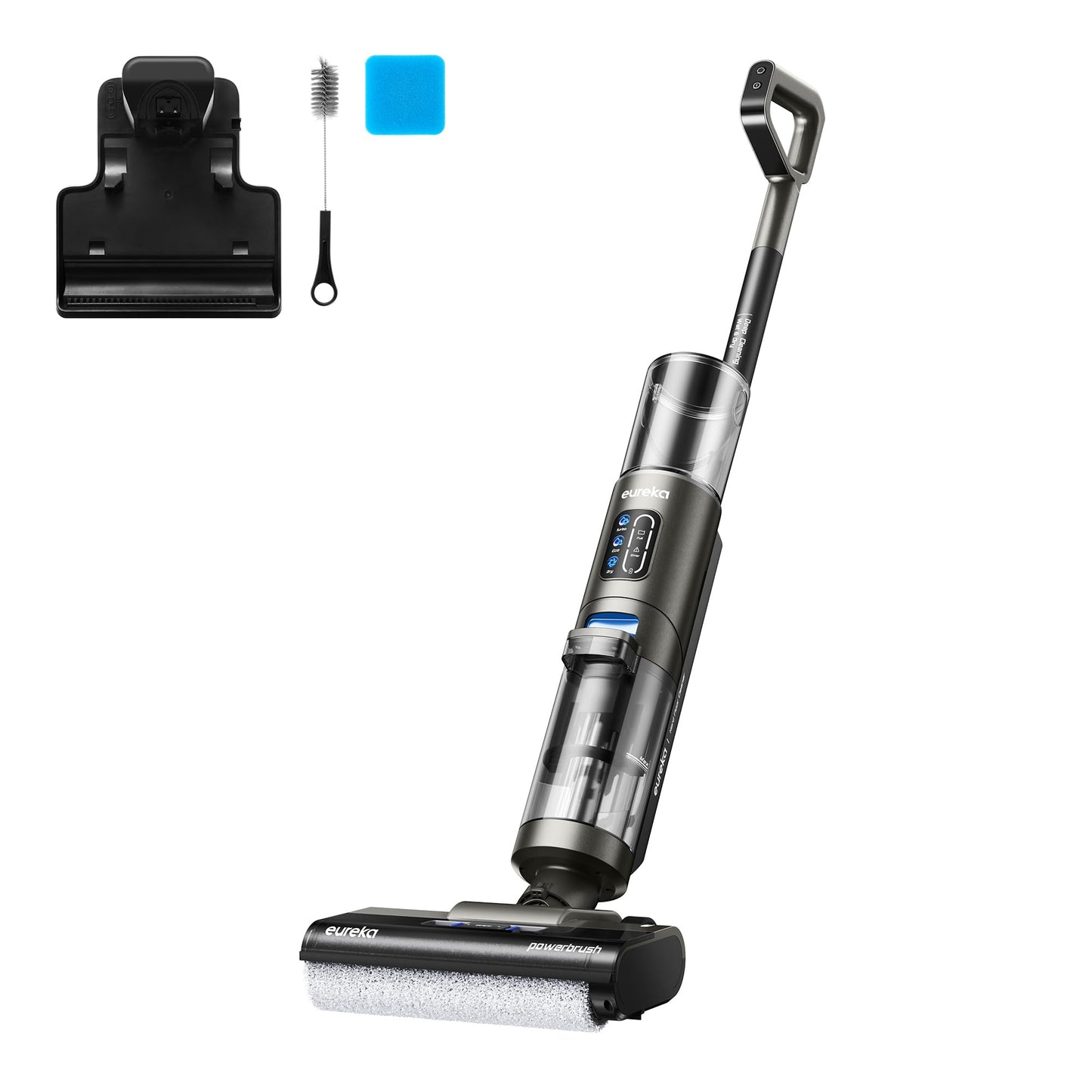 Eureka Cordless Wet Dry Vacuum Cleaner Self Cleaning Vacuum and Mop Combo, Good for Hard Floors Pet Hair Sticky Messes, RapidWash NEW430BL, Blue