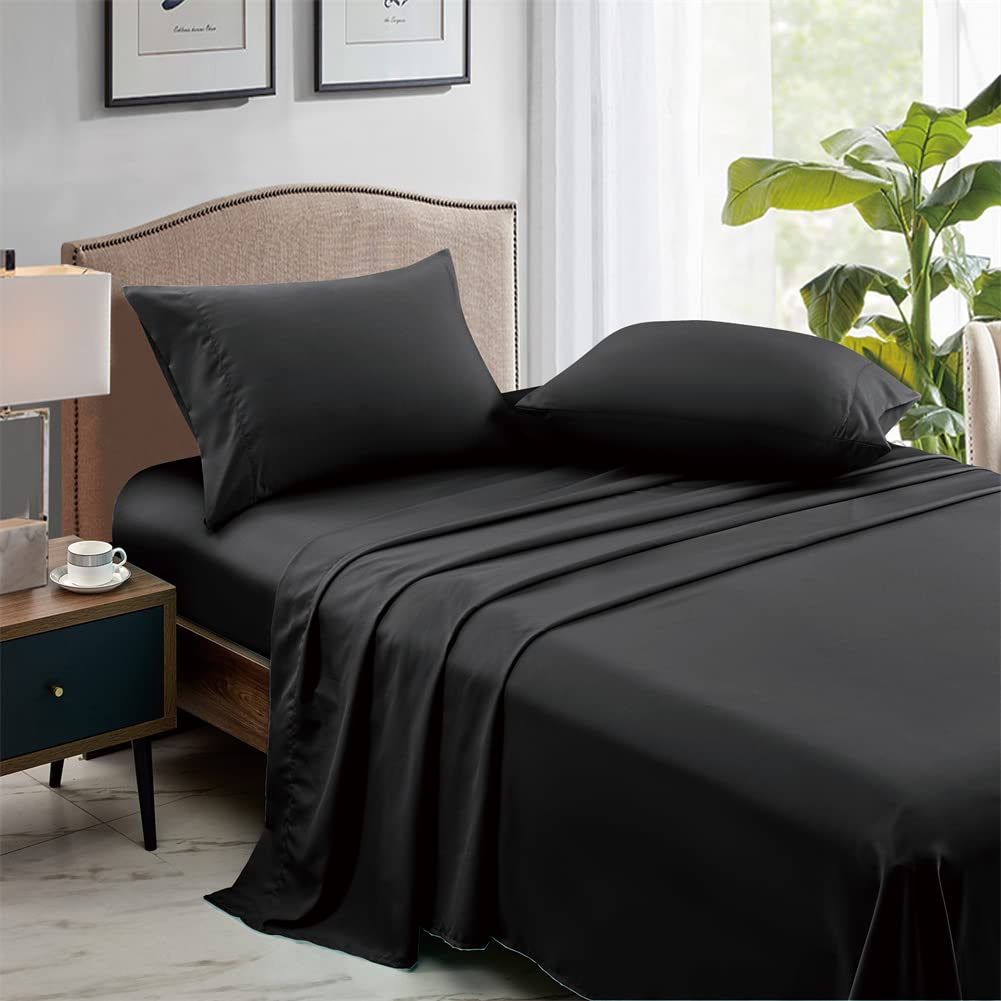 FreshCulture Queen Flat Sheets Only, Pack of 6, Soft Microfiber Bedding Sheets for Home, Salons, Hotels, Bulk Flat Sheets Only Queen Size (Black)