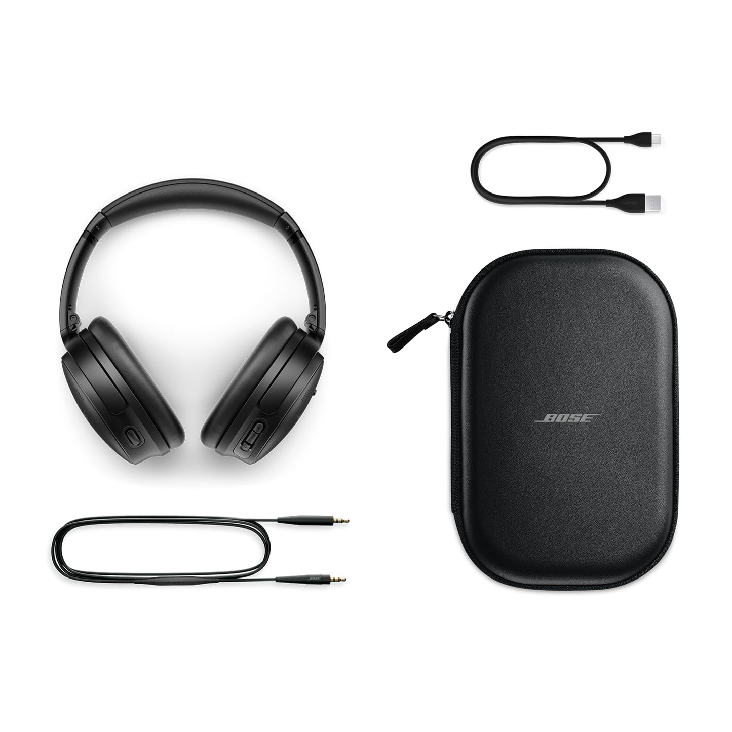 Bose QuietComfort Bluetooth Headphones, Wireless Headphones, Over Ear Noise Cancelling Headphones with Mic, Up To 24 Hours of Battery Life, Black