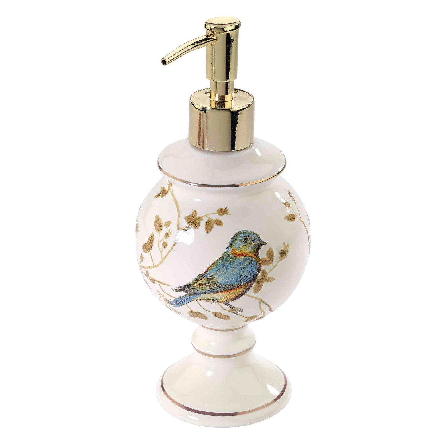 Avanti Linens - Lotion Pump/Soap Dispenser, Countertop Accessories, Nature Inspired Bathroom Decor (Gilded Birds Collection)