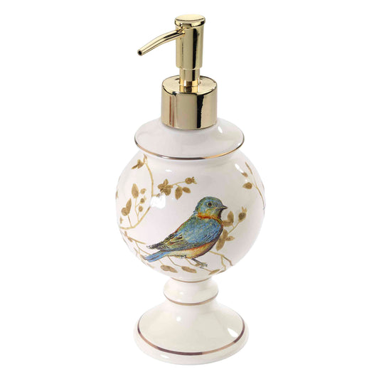 Avanti Linens - Lotion Pump/Soap Dispenser, Countertop Accessories, Nature Inspired Bathroom Decor (Gilded Birds Collection)