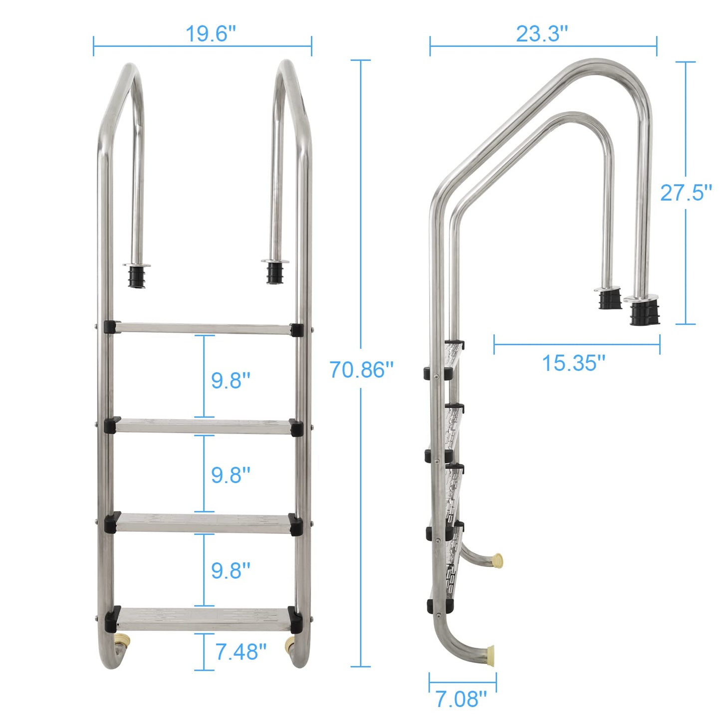 DOEL 4-Step Pool Ladder with Stainless Steel Steps, Non-Slip Swimming Pool Ladders for Inground Pools, Sturdy and Durable, Entry and Exit Easier Pool Steps for Inground Pools