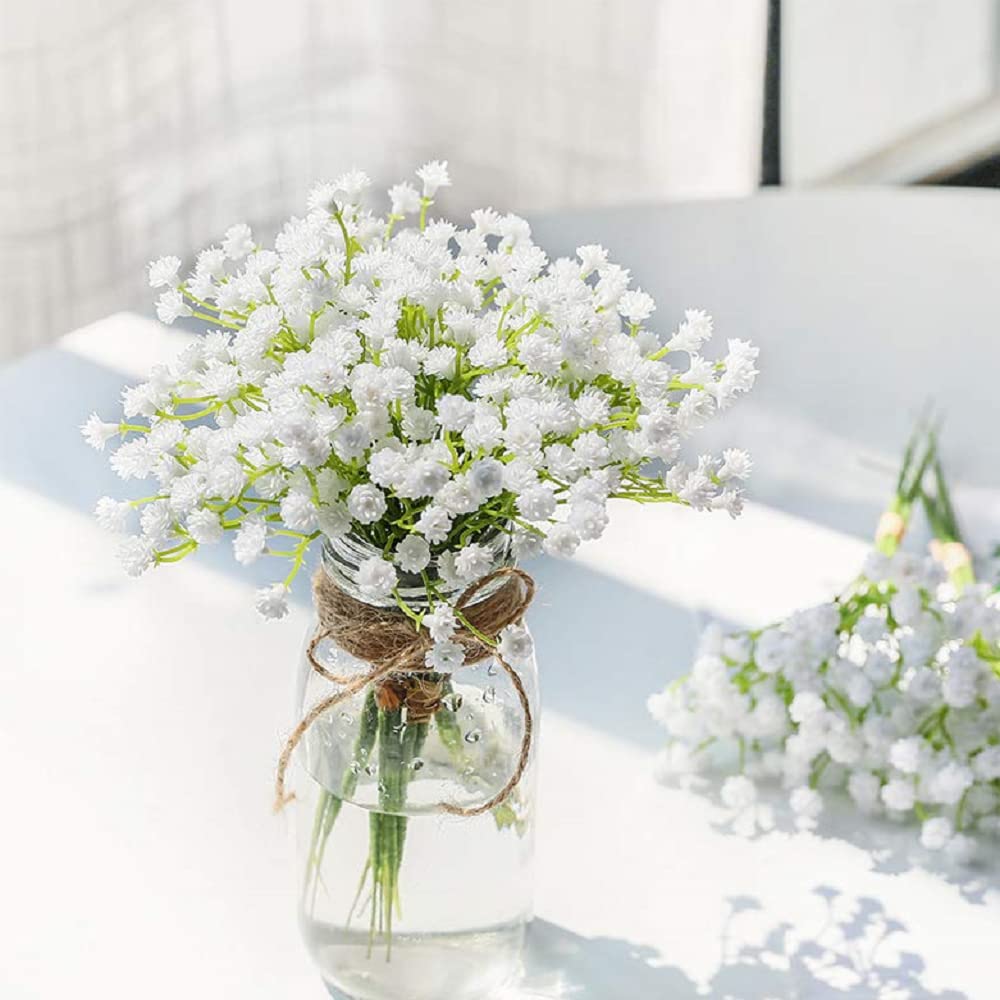 Veryhome 30PCS 30 Bunches Fake Babys Breath Flowers Artificial White Flowers Gypsophila DIY Floral Bouquets Arrangement Wedding Home Decor