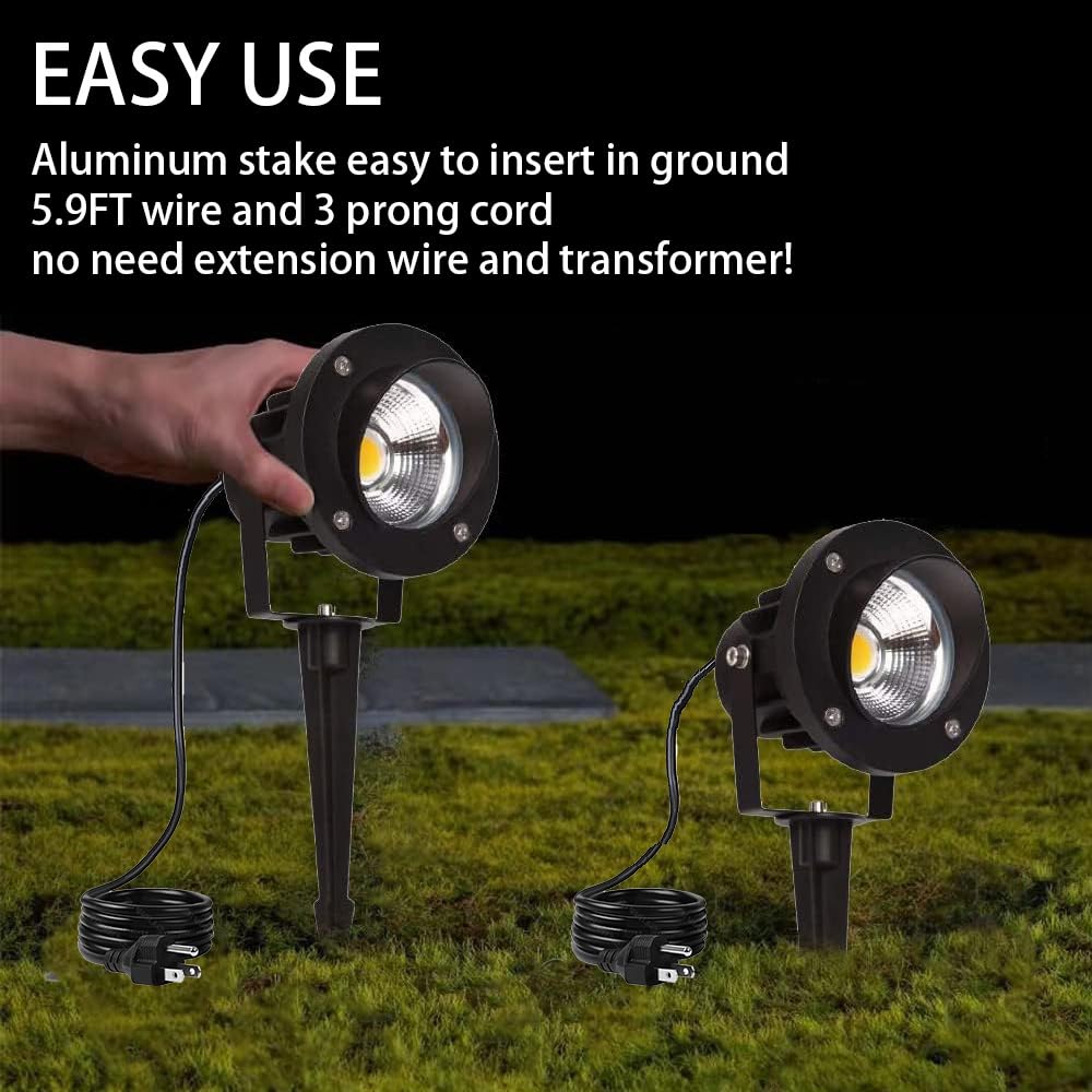 LED Outdoor Spot Lights,120V Landscape Lighting Outdoor Spotlight With Plug Cord , 2700K-6500K Stepless Dimmable Landscape Light with Timer and Remote for Yard Garden Pathway flag (20W, Pack, 2)