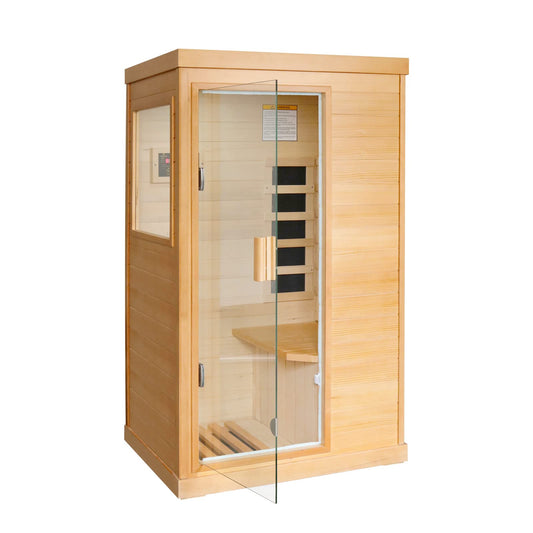 OUTEXER Far Infrared Sauna Home Sauna Spa Room Canadian Hemlock Wood 800W Indoor Saunas with Control Panel and Tempered Glass Door, Room:35.2 * 27.6 * 61.6Inch