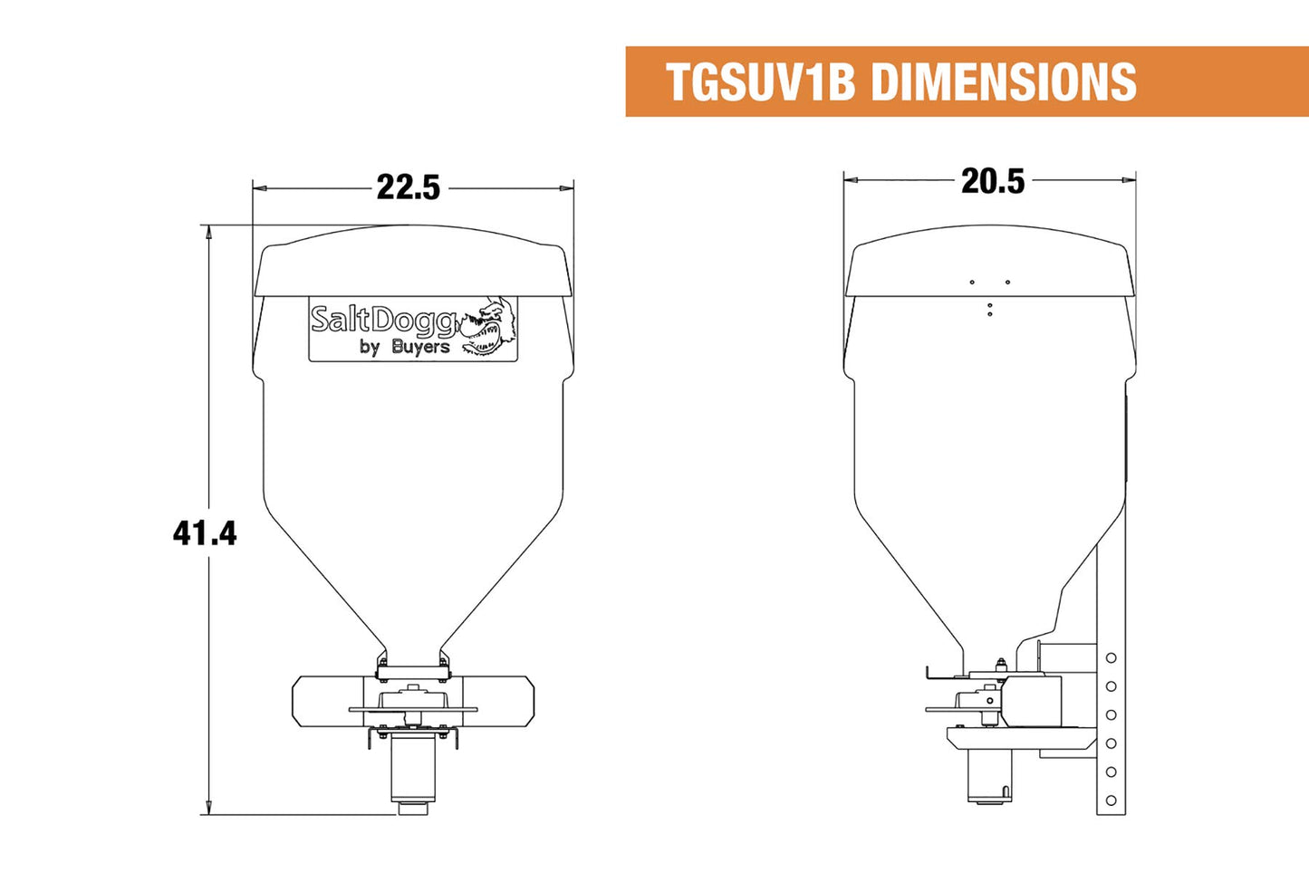 Buyers Products TGSUV1B SaltDogg Tailgate Salt Spreader, 4.41 cu ft/331 lb Capacity, Manual Open/Close Gate w/Gravity Feed, Residential Salt Spreader