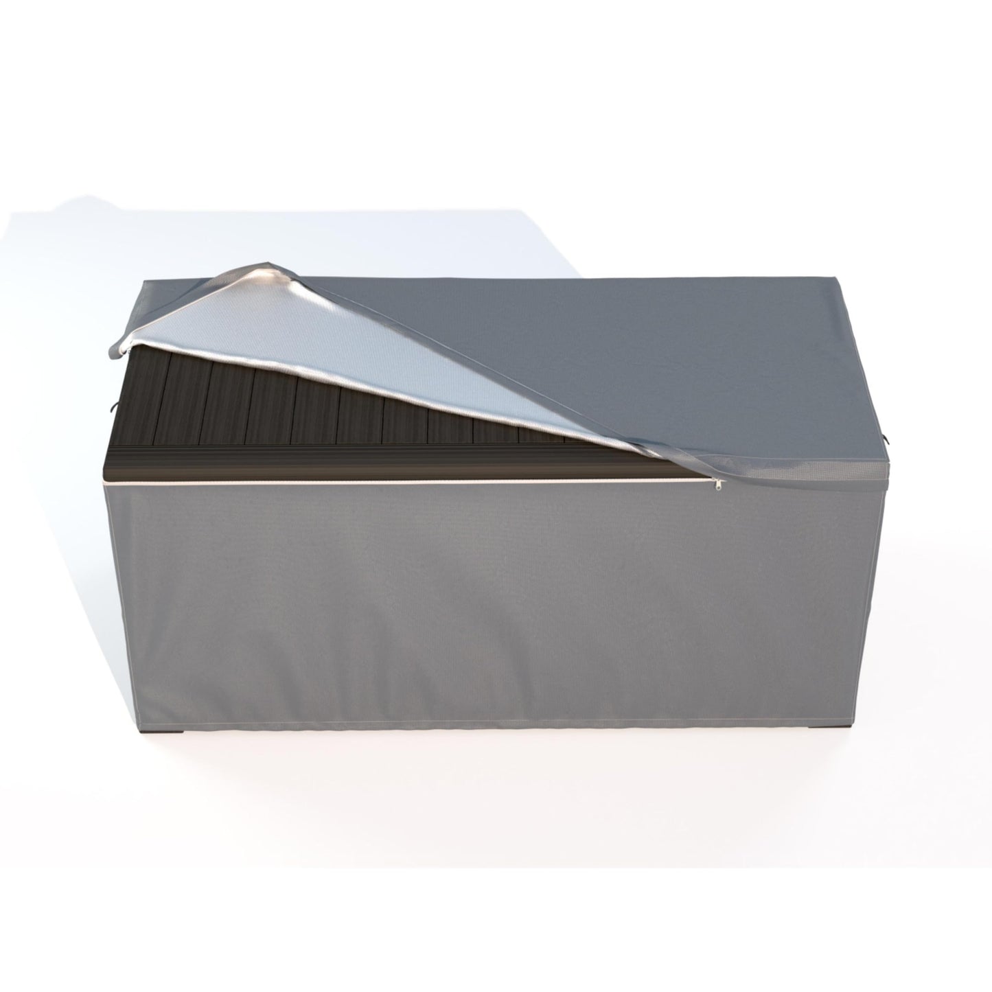 Deck Box Cover, Outdoor Large Storage Box Cover 130 Gallon Deck Box Dust Cover Heavy Duty 600D Oxford Fabric Patio Furniture Cover, Rain, Dust, UV, Wind, Snow Resistant, 52 x26.7 x 28 Inches