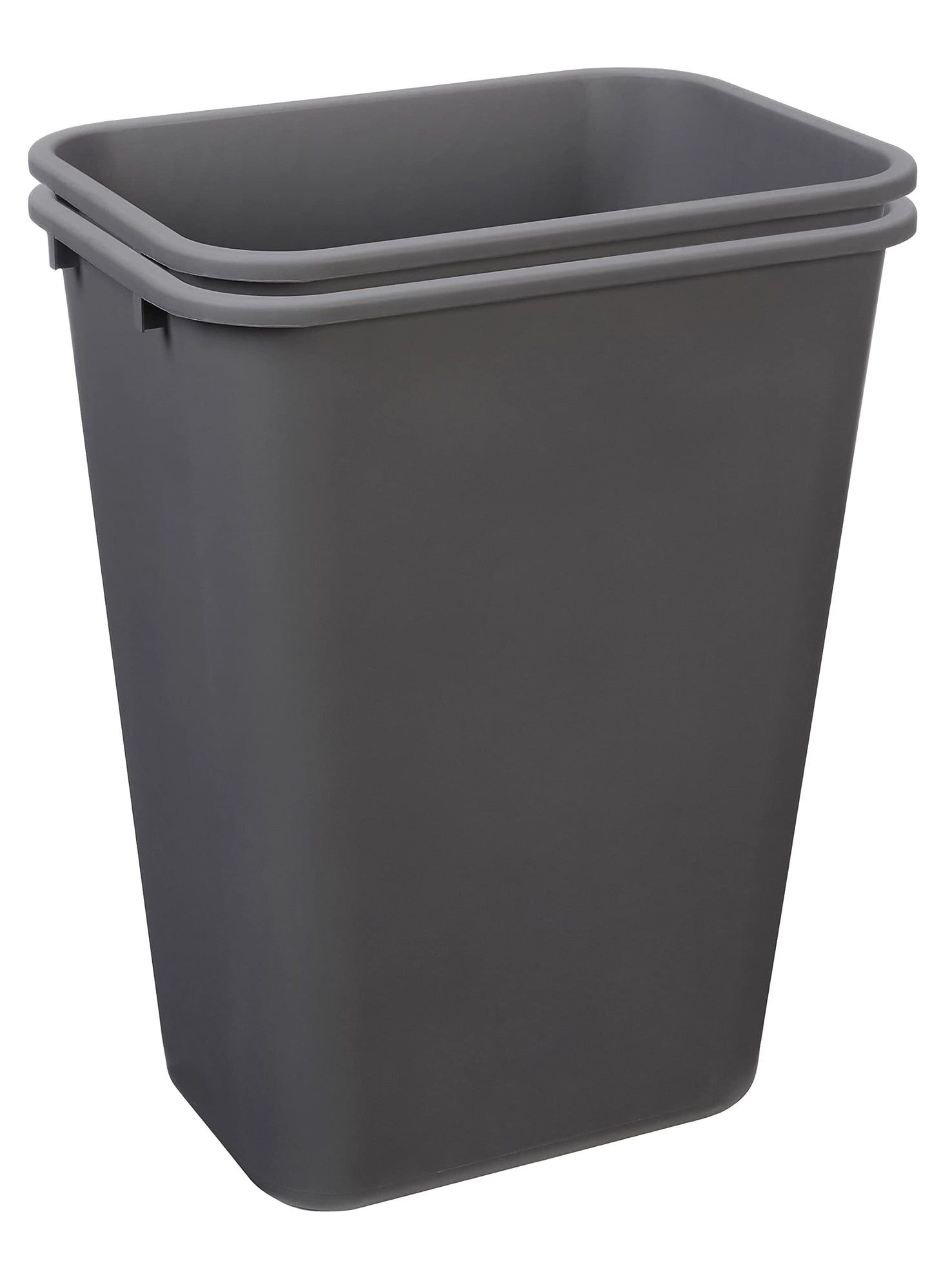 Amazon Basics Rectangular Commercial Office Wastebasket, 10 gallon (Pack of 2), Grey (Previously AmazonCommercial brand)