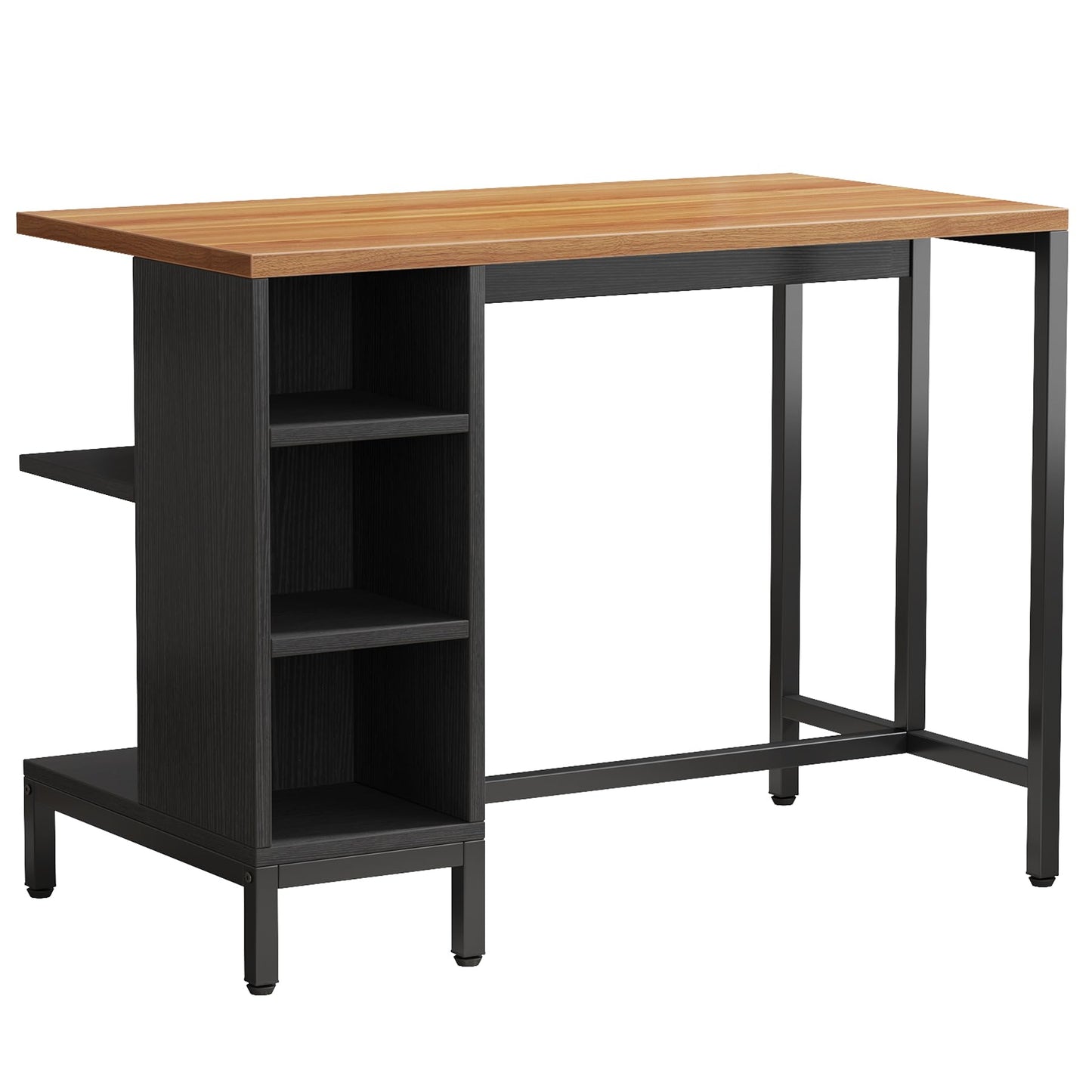 Tribesigns Kitchen Island with Shelves, 43 Inch Kitchen Shelf Kitchen Prep Table with 5 Open Storage Shelves and Large Worktop, Industrial Butcher Block Island, Dark Walnut (Stools Not Included)