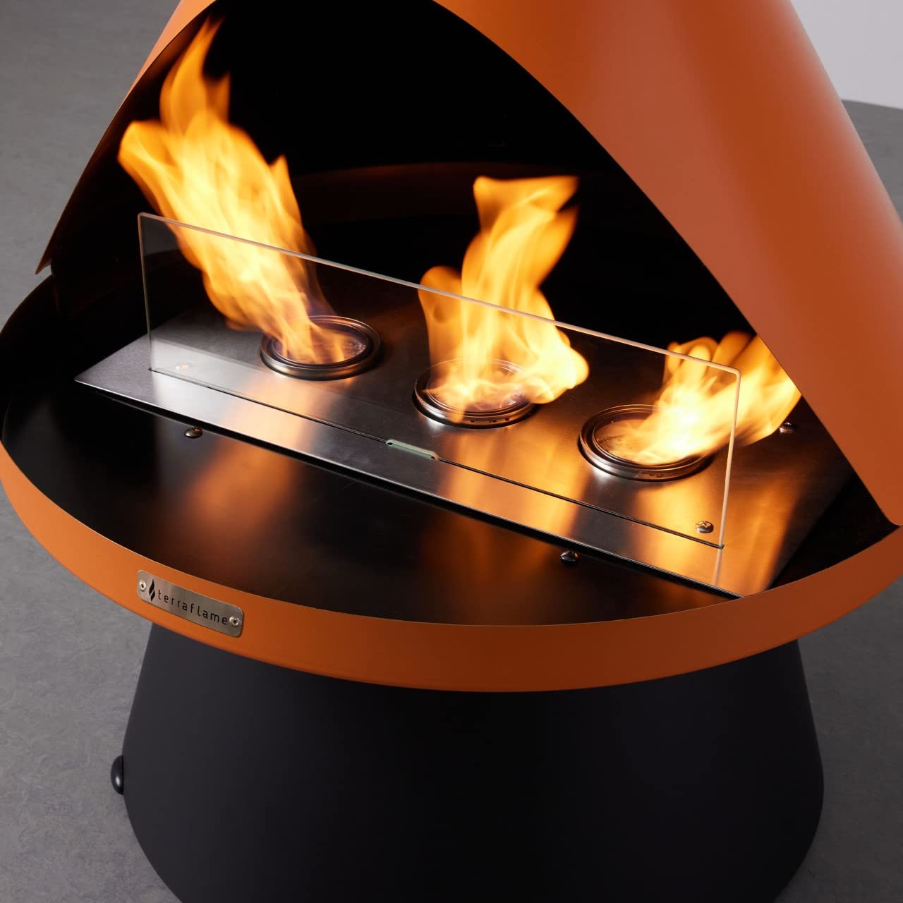 TerraFlame Lloyd Modern Gel Fuel Fireplace | Sunkissed | Clean Burning and Smoke-Free | Portable and Freestanding | Fireplace for Indoor and Outdoor Use | Electroplated Steel