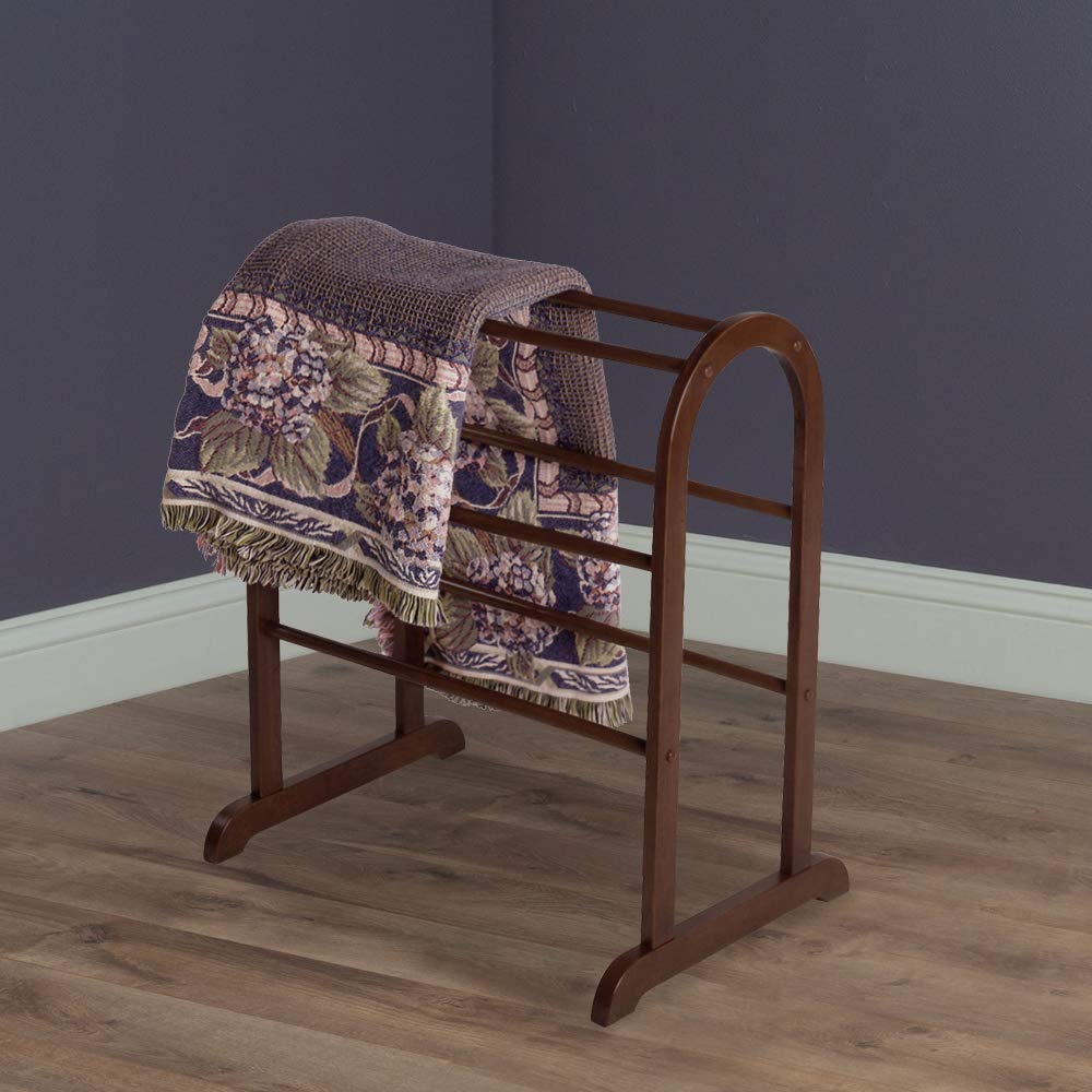 Winsome 94326 Wood Quilt Rack With 6 Rungs, Antique Walnut