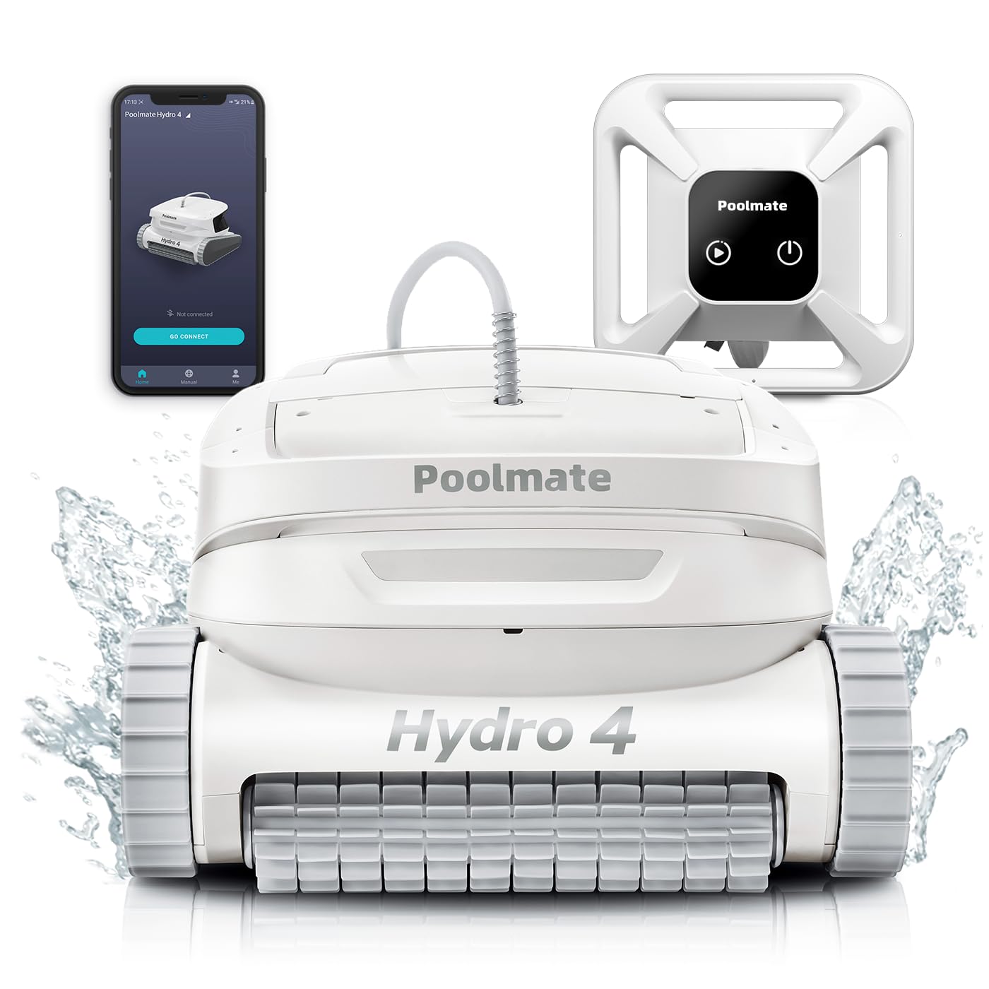 Poolmate Hydro 4 Battery Powered Robot Pool Cleaner, Large Floating Battery 3.5 Hour Runtime, Cloud App Control, Top-Load Filter, Wall & Waterline Cleaning, Inground & Aboveground Pools