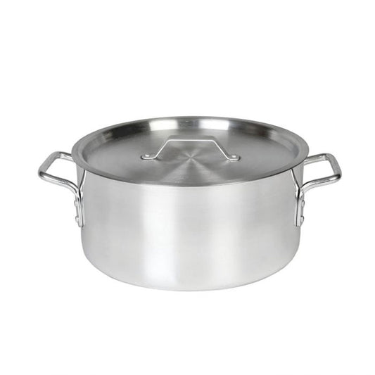 TrueCraftware-14 qt. Aluminum Brazier Pot with Cover- Heavy Weight Braiser Pan Perfect Roasting Baking Sauteing Searing and Pan Frying Brazier with Pan Cover