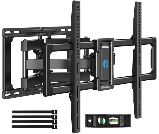 Pipishell Full Motion TV Wall Mount for 40–82 inch Flat or Curved TVs, Smooth Swivel & Extension, Tool-Free Tilt with Heavy-Duty Arms, Max VESA 600x400mm up to 110 lbs, Fits 12″/16″ Wood Studs, PILF11