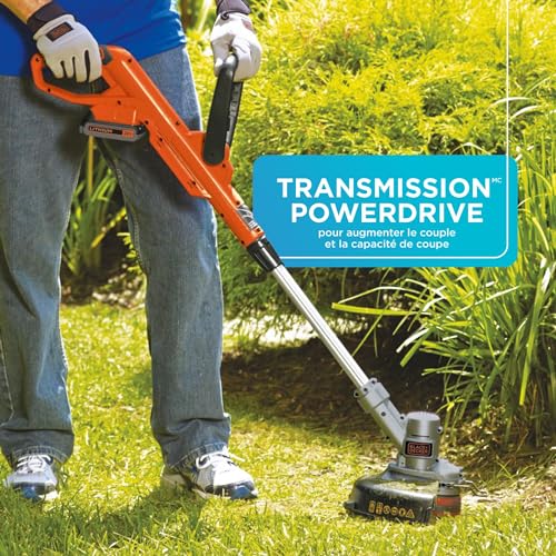 BLACK+DECKER 20V MAX Cordless String Trimmer, 2 in 1 Trimmer and Edger, 12 Inch, Battery Included (LST300)