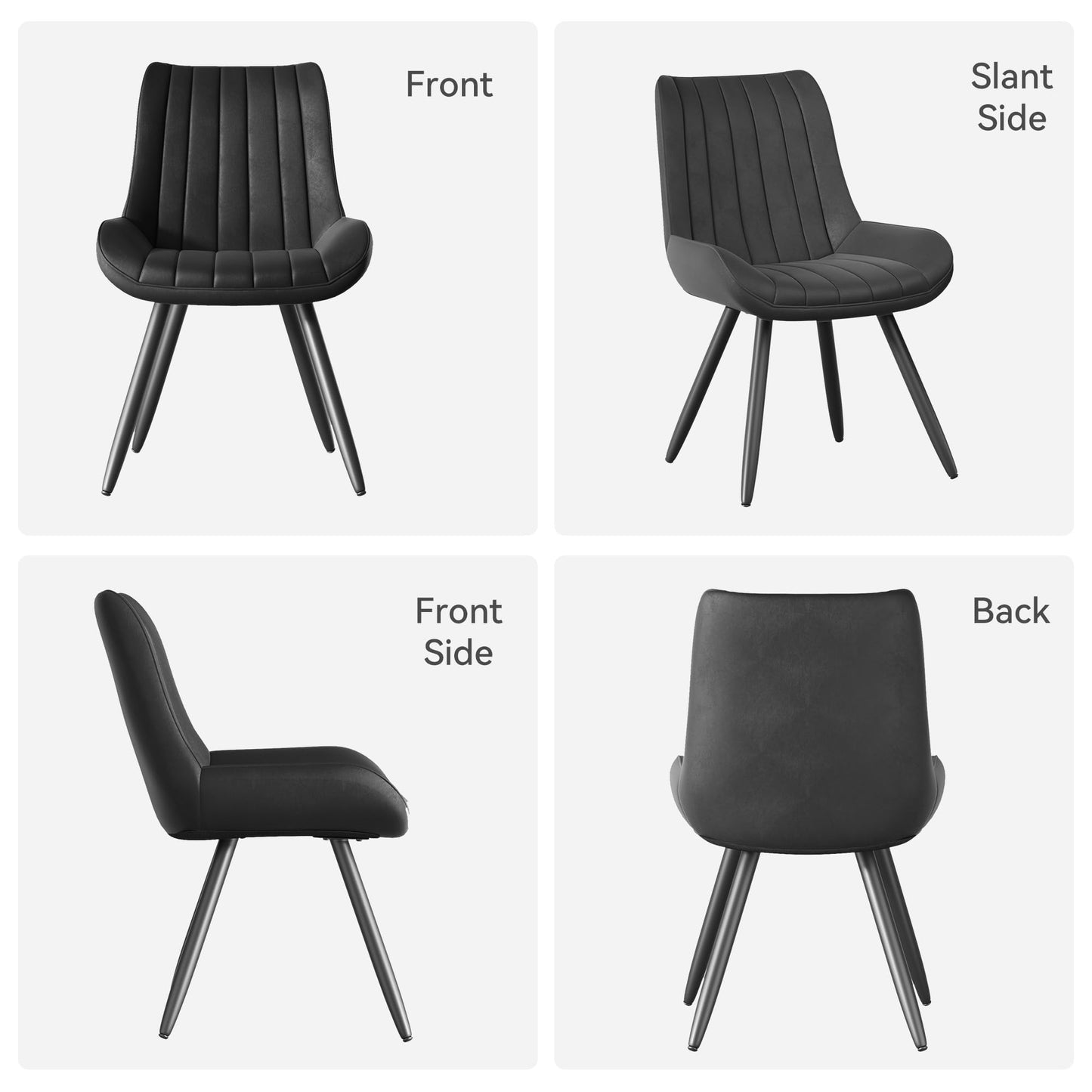 Daluvenix Dining Chairs Set of 6, Mid Century Modern Kitchen Chairs with Soft Cushion, Comfortable Upholstered Fabric Dining Room Chairs for Kitchen, Black