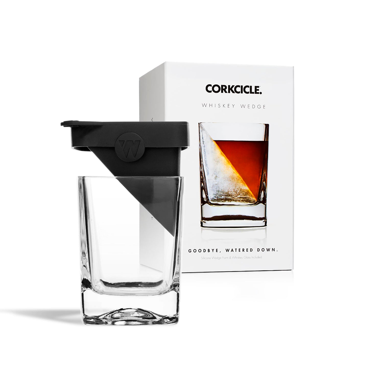 Corkcicle Premium Whiskey Wedge Old Fashioned Glass with Silicone Mold, 9 oz – Perfect for Chilling Whiskey, Tequila, Mocktails, and More – Ice Wedge Melts Slowly to Retain Drinks Full Flavor