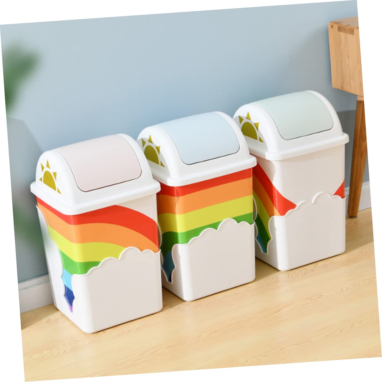 CHILDWEET 1pc 's Room Trash Can Garbage Debris Can Rainbow Office Waste Basket Mini Food Containers Basket Decor Desktop Dumpster Garbage Can Garbage Holder Large-Capacity Ash-bin