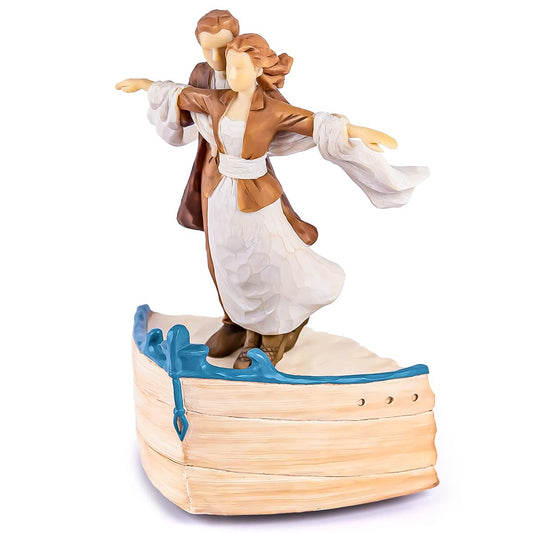 AIDLNS Couple Figurie Music Box Gift, Sculpted Hand-Painted Figure Musical Box, Anniversary Figurines Valentine's Day Gift for Wife Husband Boyfriend Girlfriend(Love Boat Serenade)