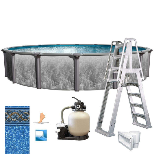 In The Swim 30' Round Above Ground Swimming Pool - Emotion Package - Featuring: Sand Filter, Pump System and A-Frame Ladder