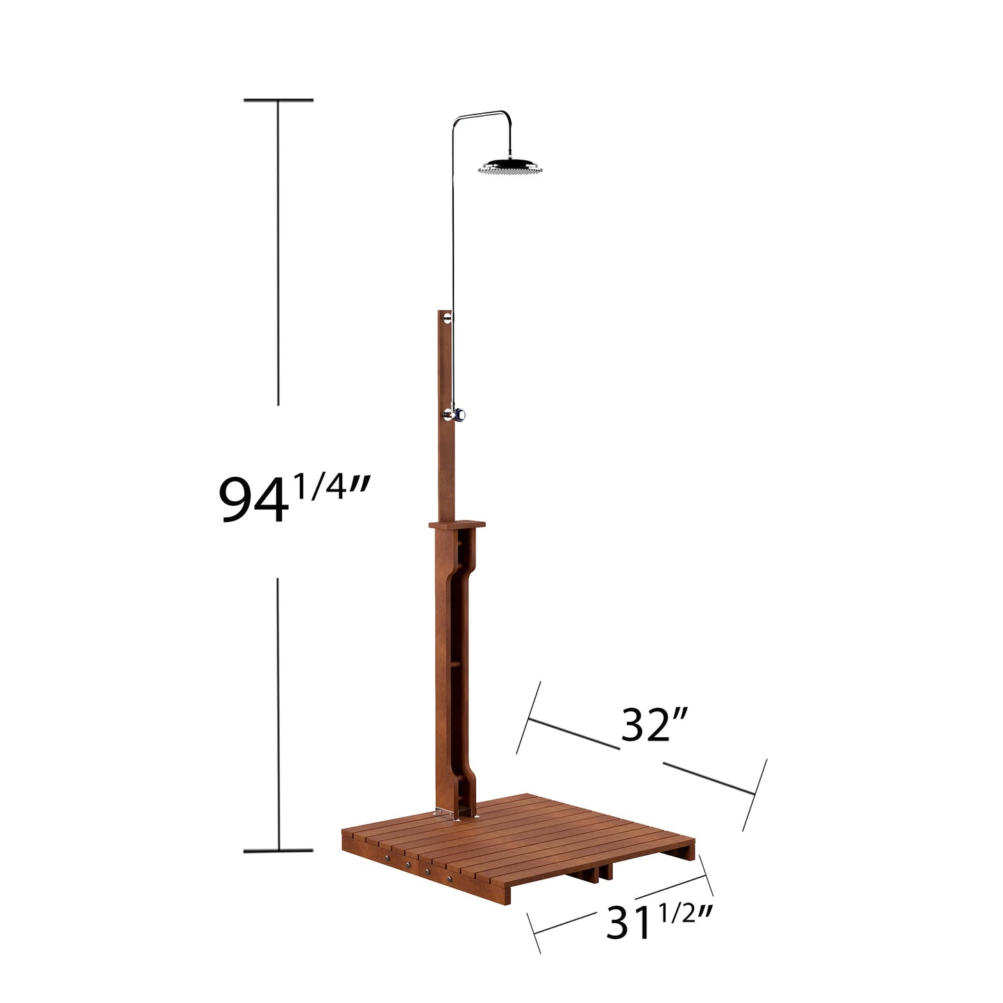 SEI Furniture Rain-Style Outdoor Shower, Oiled Eucalyptus - Natural