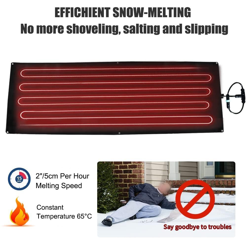 Heated Snow Melting Mats for Entrances, Heated Outdoor Mats Non-Slip Snow and Ice Melting Mats for Winter Snow Removal, Roof and Valley Heater, Melts 2 Inches of Snow per Hour ( Size : 24 x 36" in/60.