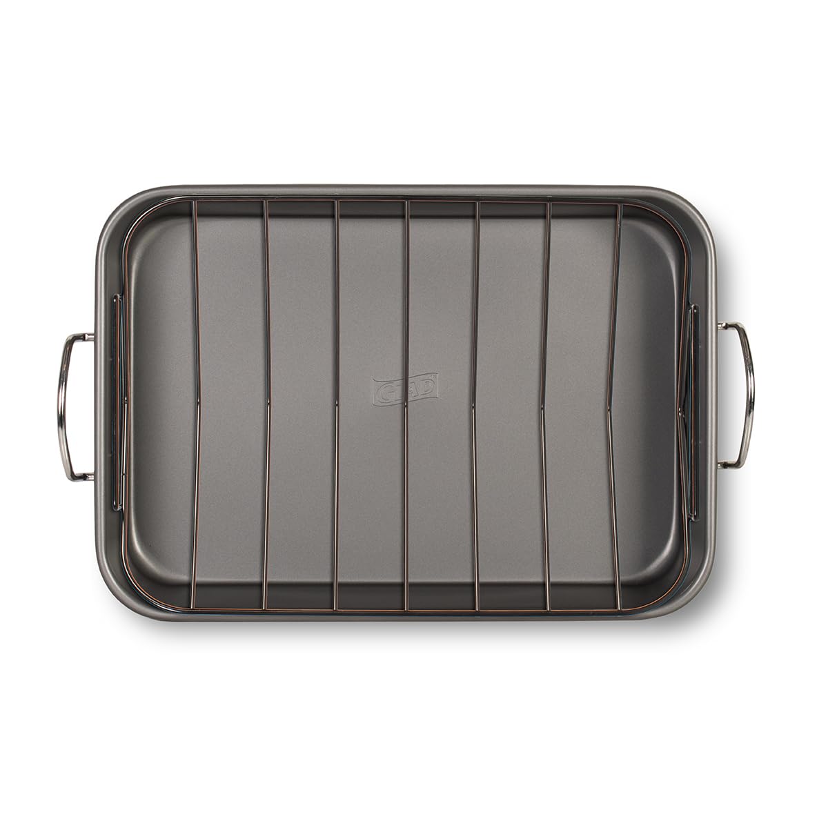 Glad Roasting Pan Nonstick 11x15 - Heavy Duty Metal Bakeware Dish with Rack - Large Oven Roaster Tray for Baking Turkey, Chicken, and Veggies