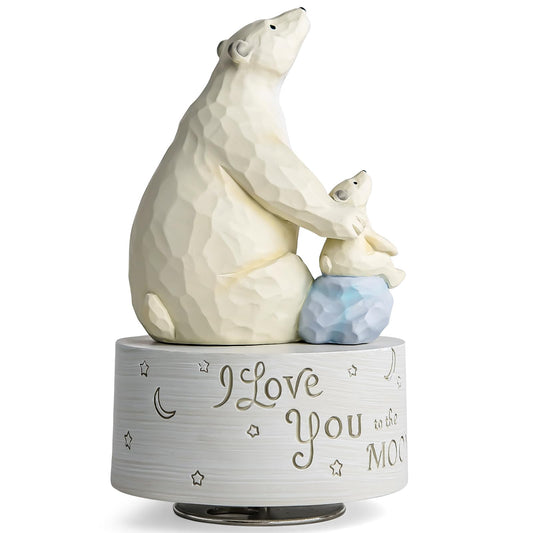 AIDLNS Polar Bear Music Box Figurine, Sculpted Hand-Painted Musical Figure Gifts, for Daughter Granddaughter Grandson Birthday Anniversary, Play You are My Sunshine