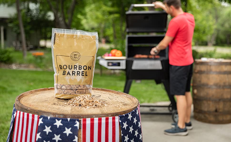 Premium Bourbon Barrel Wood Chips - 100% White Oak - Perfect for Smokers and Grills - Adds Rich Bourbon Flavors to BBQ - Midwest Barrel Company