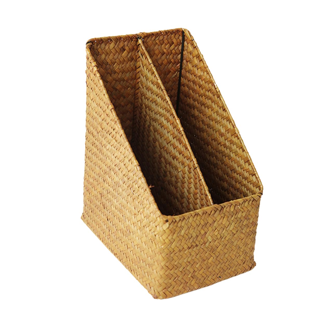 Mikinona File Storage Basket Baskets Magazine Storage Basket Bin Seagrass Magazine Holder Newspaper Basket Wicker Sundries Basket Wicker Magazine File Holder Boho Living Straw Light Brown