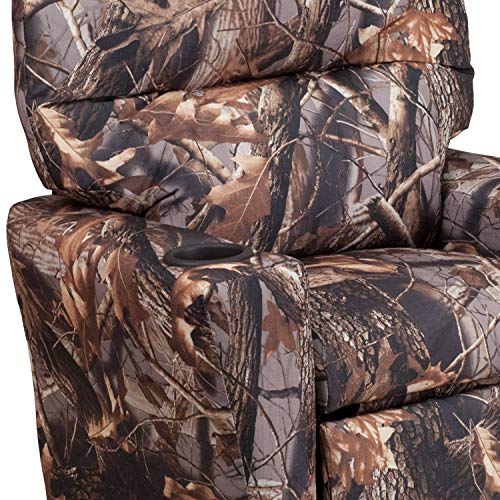 Flash Furniture Chandler Vinyl Kids Recliner with Cup Holder and Safety Recline, Contemporary Reclining Chair for Kids, Supports up to 90 lbs., Camouflage