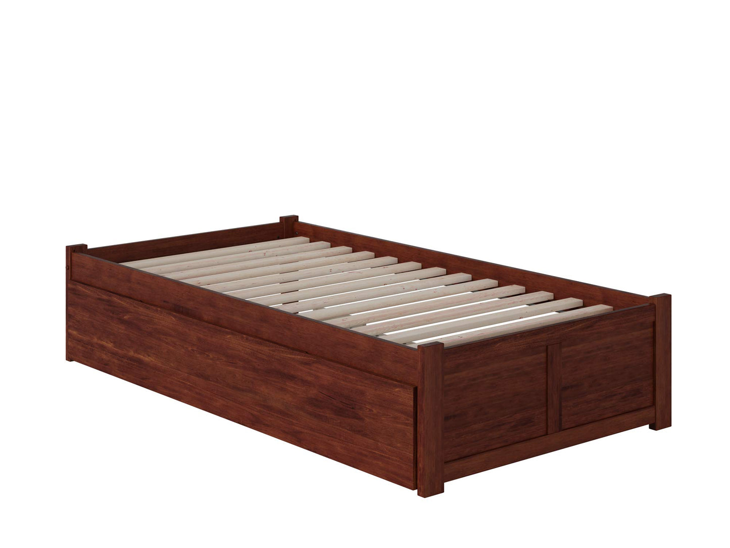 AFI Concord Twin XL Bed Frame with Footboard and Twin XL Trundle, Walnut