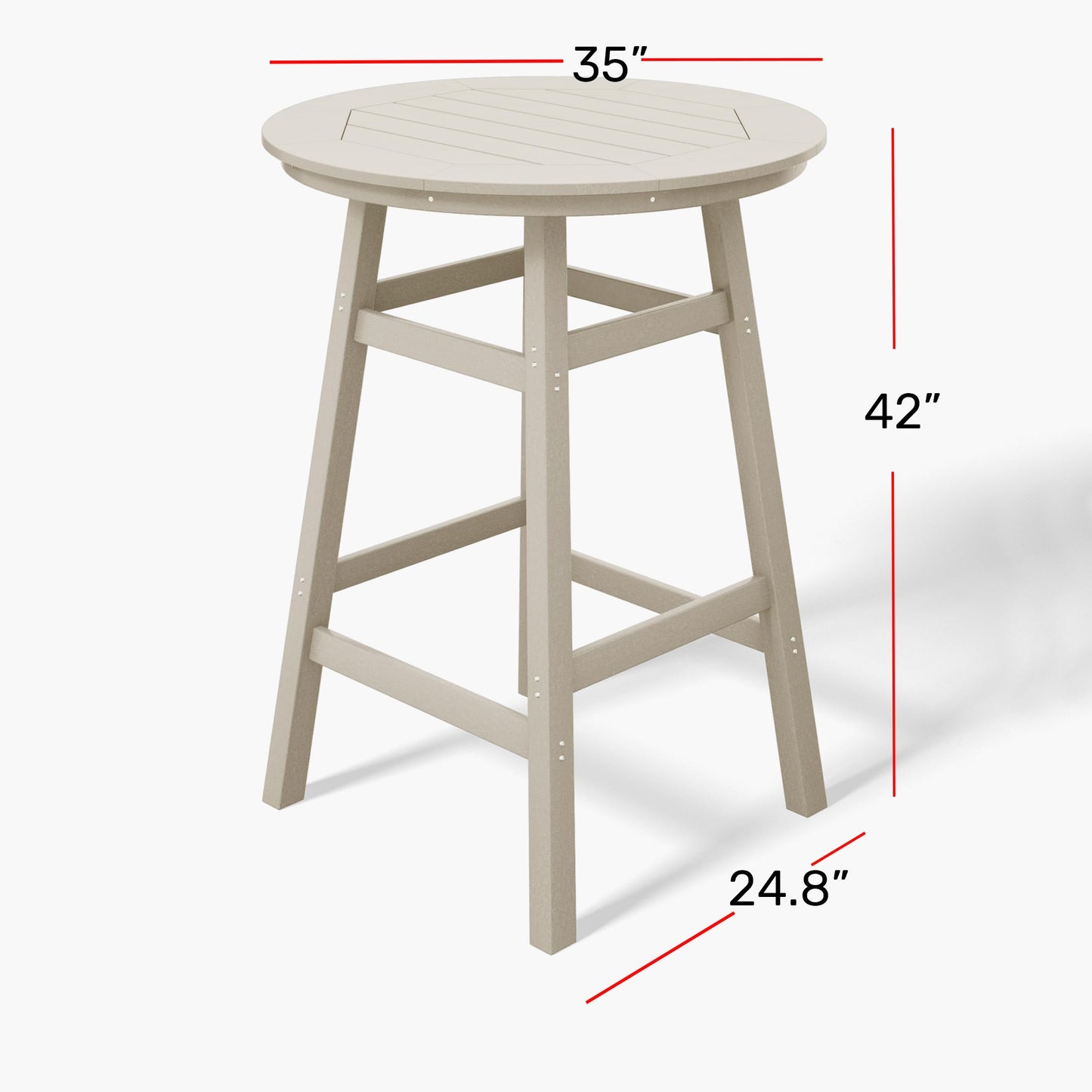 Costaelm Outdoor Bar Table, 42" Counter Height Round Patio Cocktail Bar Table with Umbrella Hole, Patio Bar Table Bistro Dining Table Pub Table for Front Porch Deck, Backyard, Garden, Teak