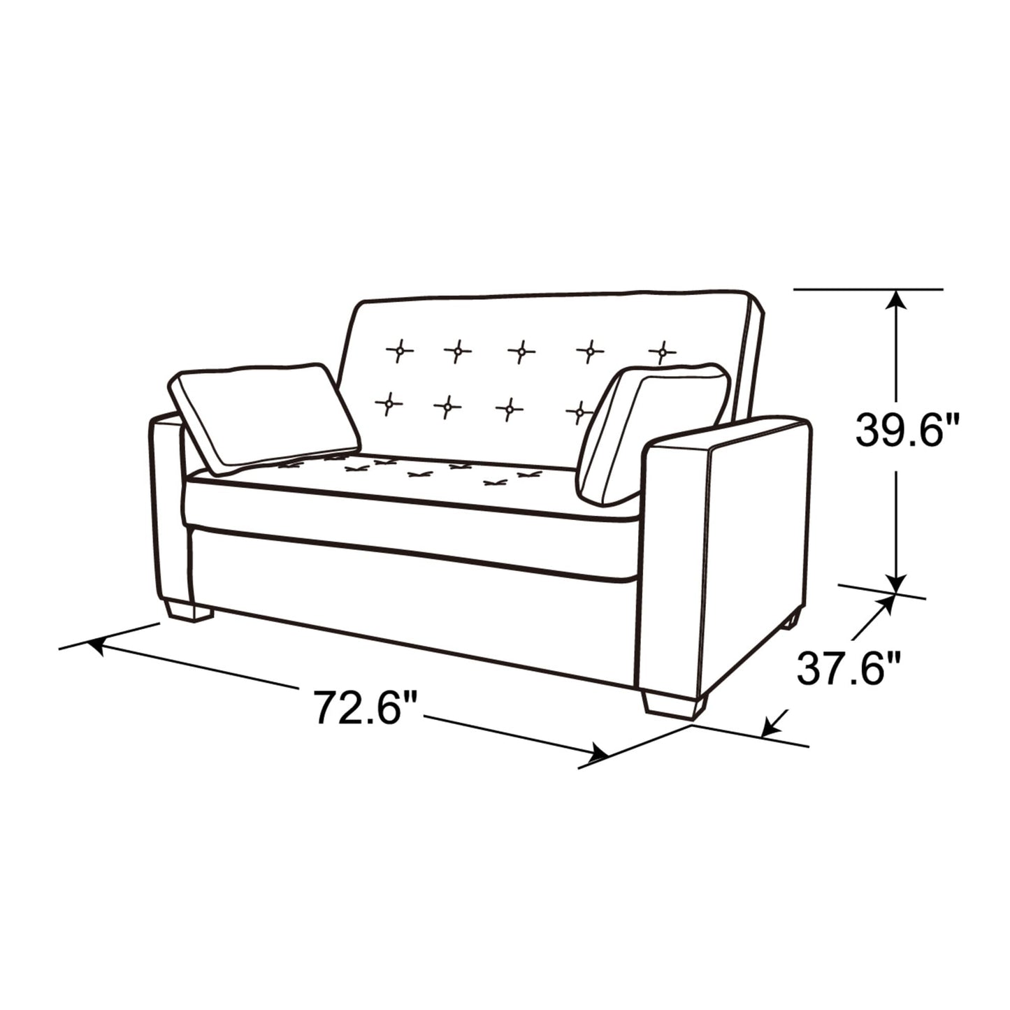 Lifestyle Solutions Ainsley Queen Size Convertible Loveseat, Light Grey