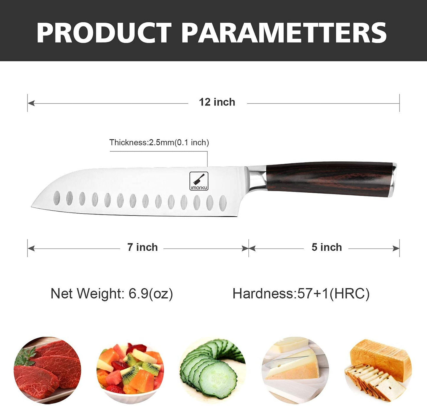 imarku Chef Knife 7 Inch Kitchen Knife Ultra Sharp Santoku Knife - 7Cr17Mov Japanese Chefs Knife, Kitchen Gadgets 2024, Birthday Gifts for Him Her, Best Christmas Gifts for Women Men