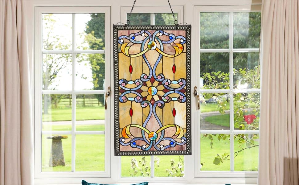 Fine Art Lighting ZP173N 276 Glass Cuts Tiffany Window Panel, 15 x 26, Multi Color