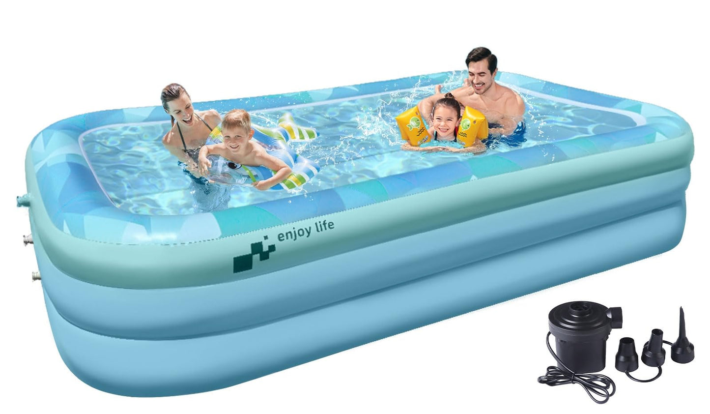 Inflatable Swimming Pool for Kids and Adults, 118" X 68" X 22" Large Size Inflatable Pool Durable Thickened Above Ground Swimming Pool, Blow Up Family Pool for Garden Lawn Backyard Summer Water Party