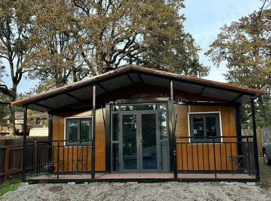 Prefab Mobile Home,Tiny House to Live in,Foldable Container House Measuring 19 x 20 ft, with 2 bedrooms,Bathroom,Kitchen and Living Area