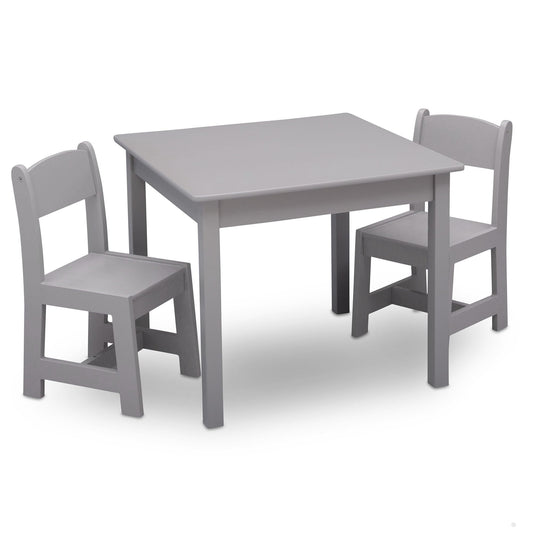 Delta Children MySize Kids Wood Table and Chair Set (2 Chairs Included) - Ideal for Arts & Crafts, Snack Time & More - Greenguard Gold Certified, Grey, 3 Piece Set