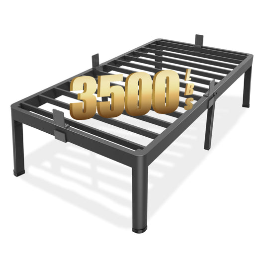 FUIOBYVV Twin XL Bed Frames with Round Corner Edge Legs 18 inch High 3500 lbs Heavy Duty Metal Platform Bed Frame Twin Size No Box Spring Needed/Non-Slip/Steel Slat Support/Noise Free