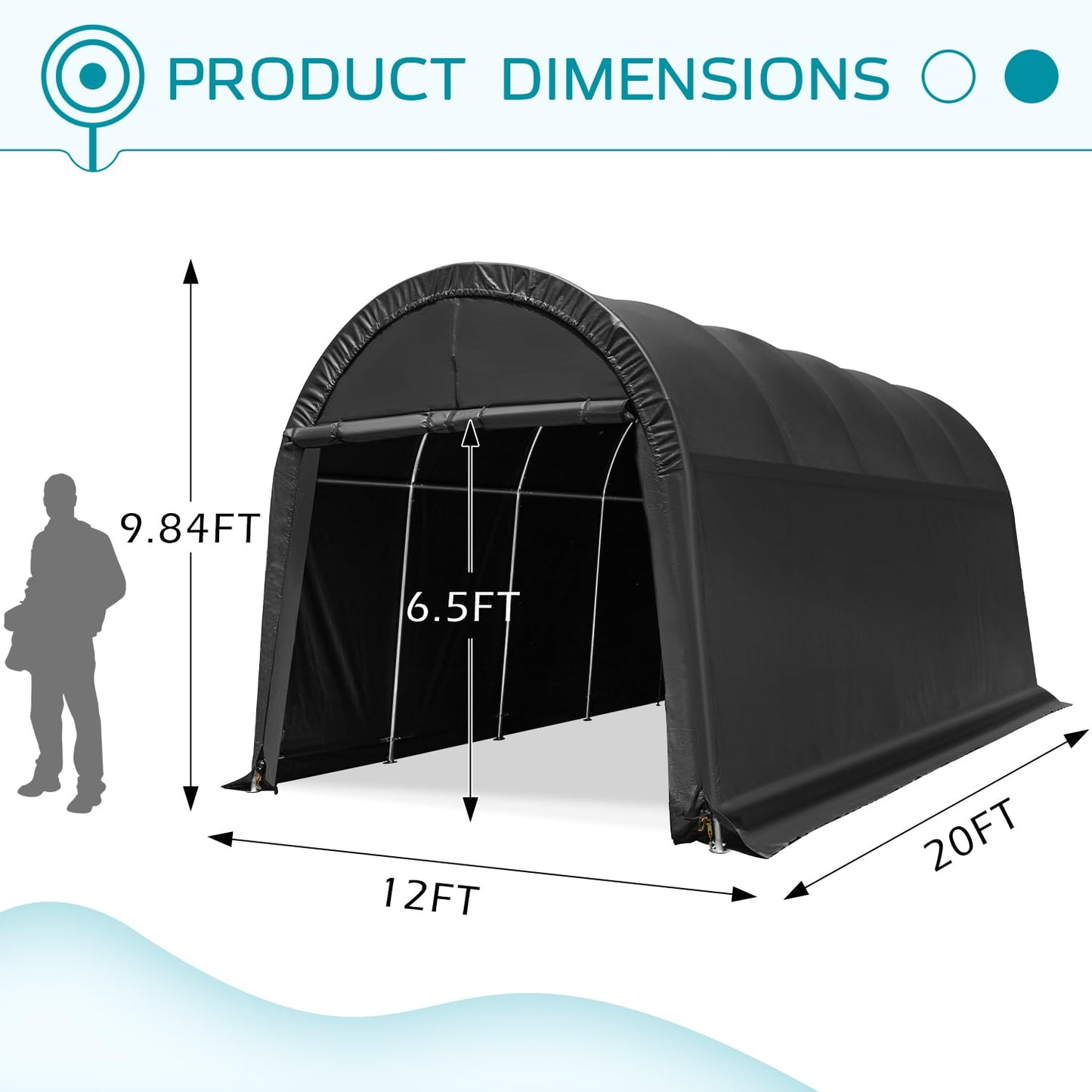 MELLCOM Carport 12 x 20 FT Heavy Duty, Portable Garage with All-Steel Metal Frame and Round Style Roof, Anti-Snow Car Canopy Outdoor Storage Shelter for Car, Truck, Boat