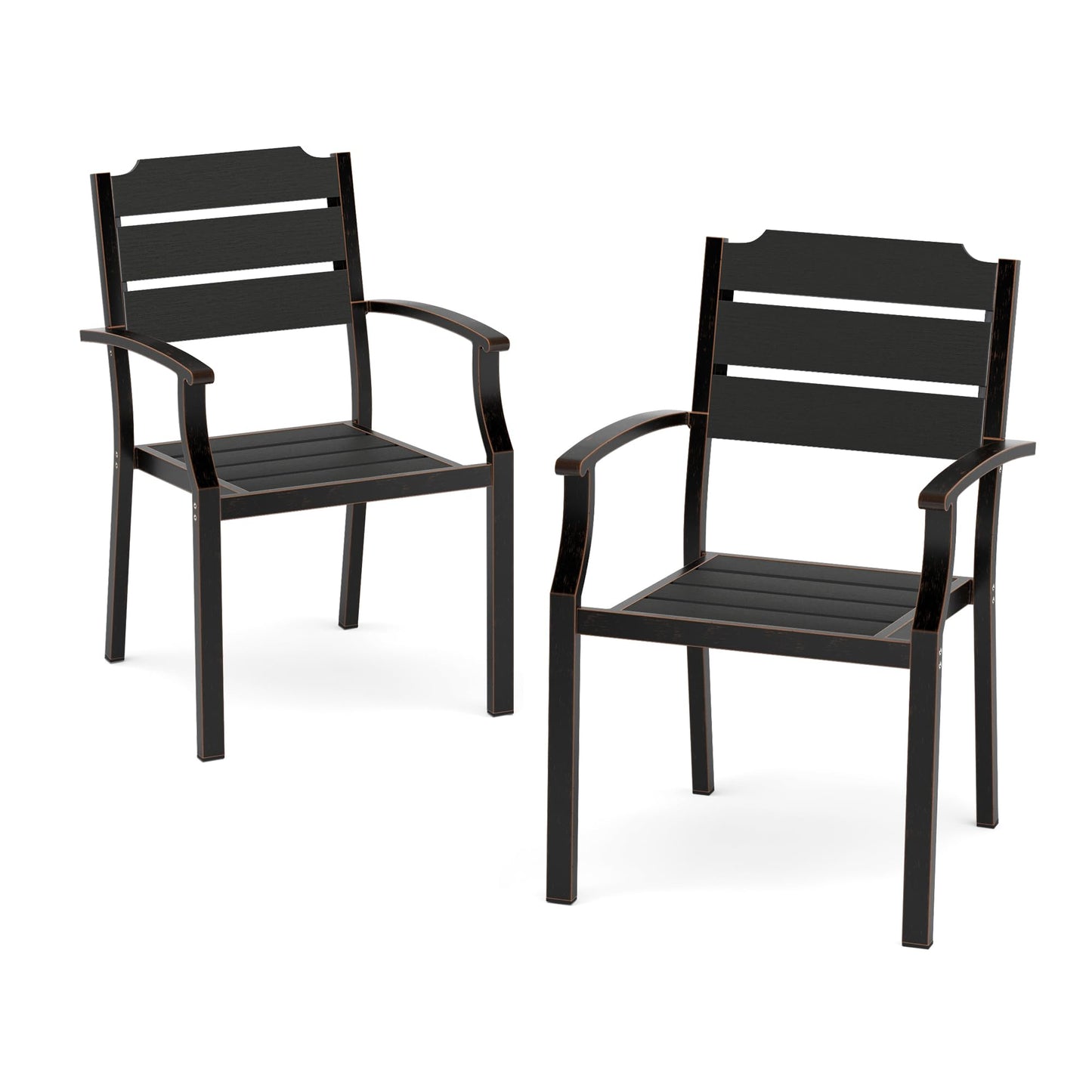 Cozyman Outdoor Dining Chairs, Patio Dining Chairs, HDPS All-Weather Material Outdoor Chairs, Patio Chairs Set of 2 for Patio, Lawn, Garden, Indoor and Backyard, Black